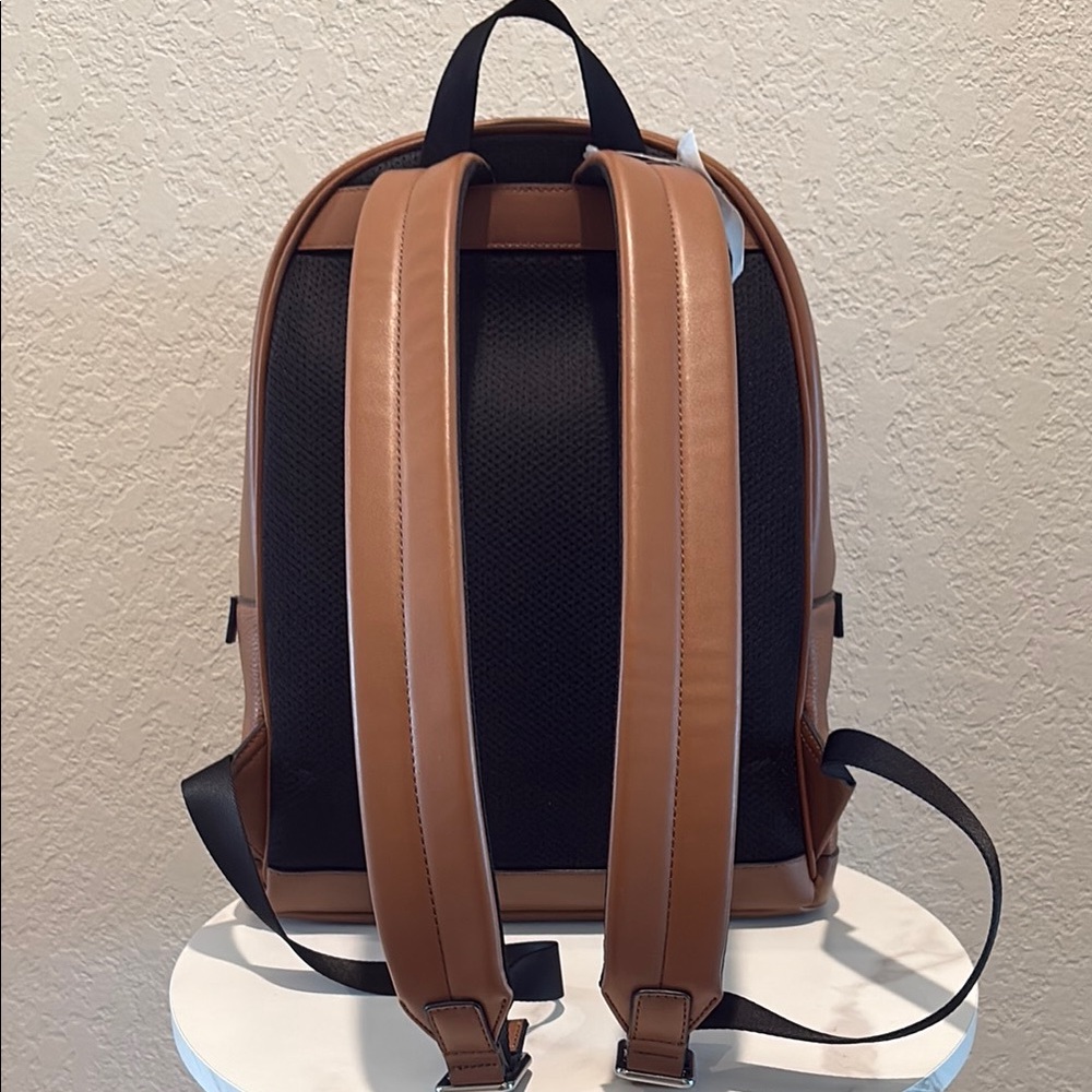 NWT Michael Kors Brown Leather Backpack Minimalist Design - Picture 6 of 8